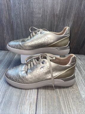 GEOX Respira Sneakers Women's 9 Metallic Gold Lace Up Low Top Running Shoes